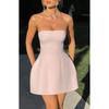 Sommer einfarbig trägerlos hohe Taille sexy Minikleid, Mode lässiges Partykleid für Damen