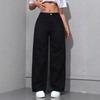 Damen Lockere Gerade Weite Jeans Hohe Taille Baumwolle Denim Hosen Streetwear Mode