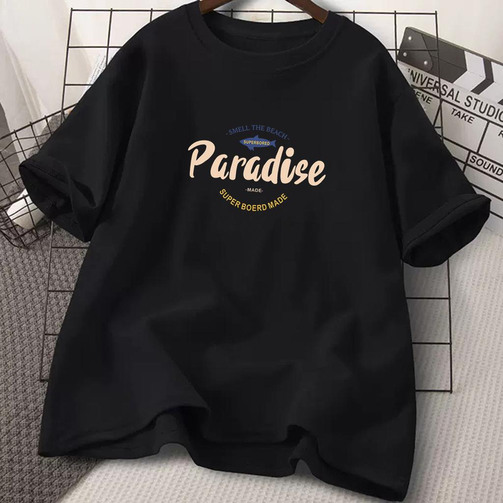 Summer Round Neck Letter Printed Couple's Top Fashionable Casual Short Sleeved Men's and Women's Universal Pure Cotton T-shirt