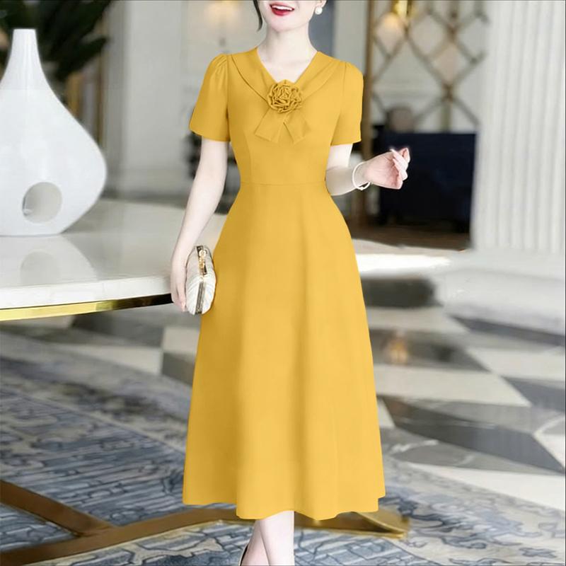 ZANZEA Women Casual V-Neck Summer Short Sleeve Loose Long Dress