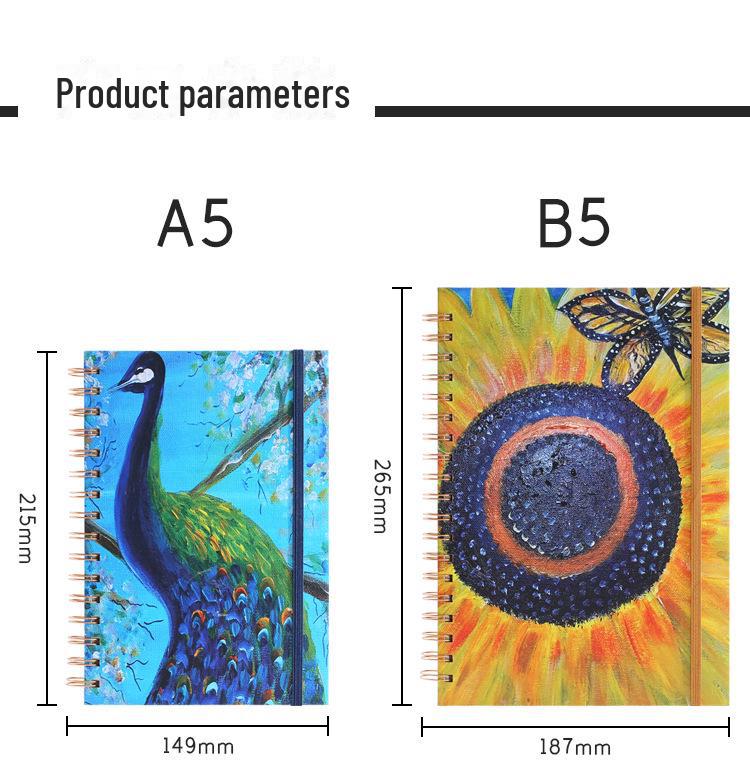 A5I High-Value Student Oil Painting Notebook: B5 Side-Flip with Horizontal Lines and Blank Pages