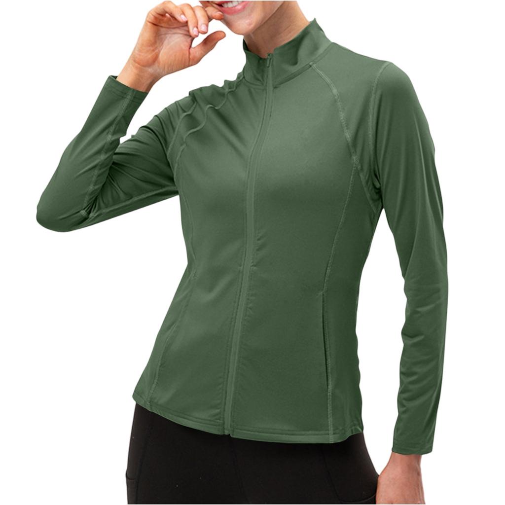 Women's Casual Outerwear Full Zip Slim Fit Lightweight Sport Running Track Jacket With Pockets