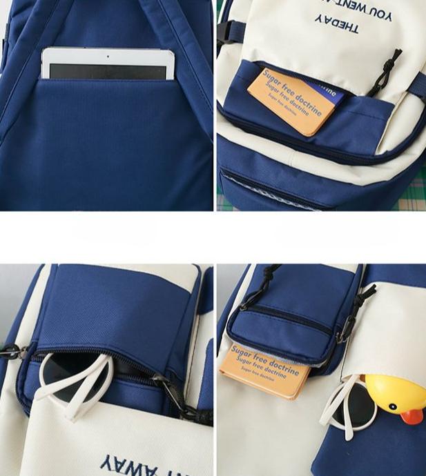 5pcs Backpack Junior High School Students Elementary School Students College Large Capacity, Versatile, Campus Leisure, Dirt Resistant Backpack