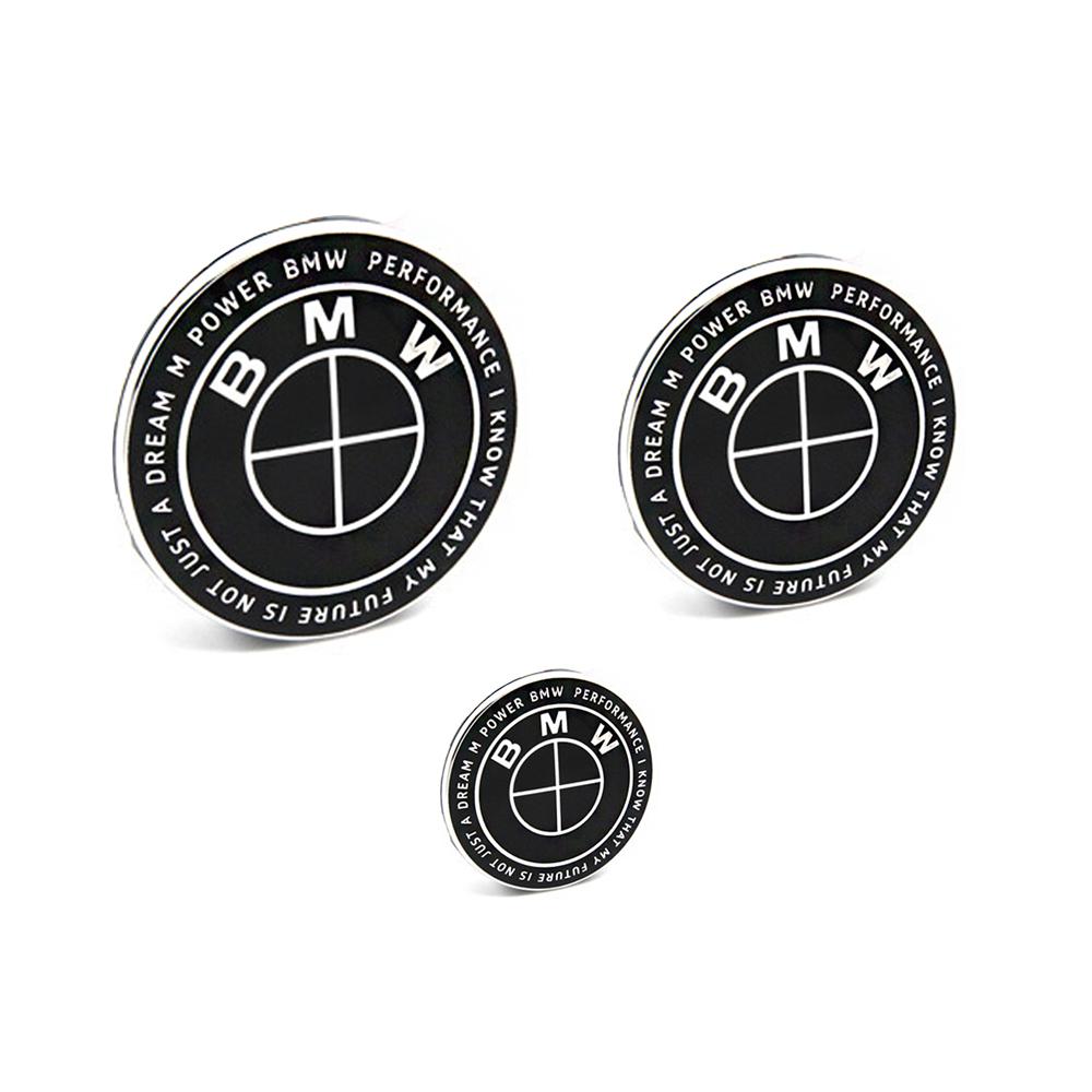 

3Pcs 74mm/82mm/45mm 50th anniversary Front Hood Emblem Trunk Rear badge steering wheel cover for mini BMW E46 E39 E87 E90 X3 X5 2pcs82mm 1pcs45mm