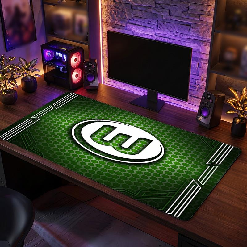 VfL Wolfsburg FC Theme Pattern Mouse Pad, Soccer Logo Design XXL Gaming Desk Mat Non-Slip Computer Mouse Pad