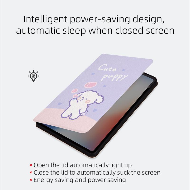 

For Oppo Pad Air 10.36 (2022) Scratch-Proof Case with Stand Cartoon Pattern Printed PU Leather Cover Auto Wake/Sleep Tablet Case Walking Dinosaur