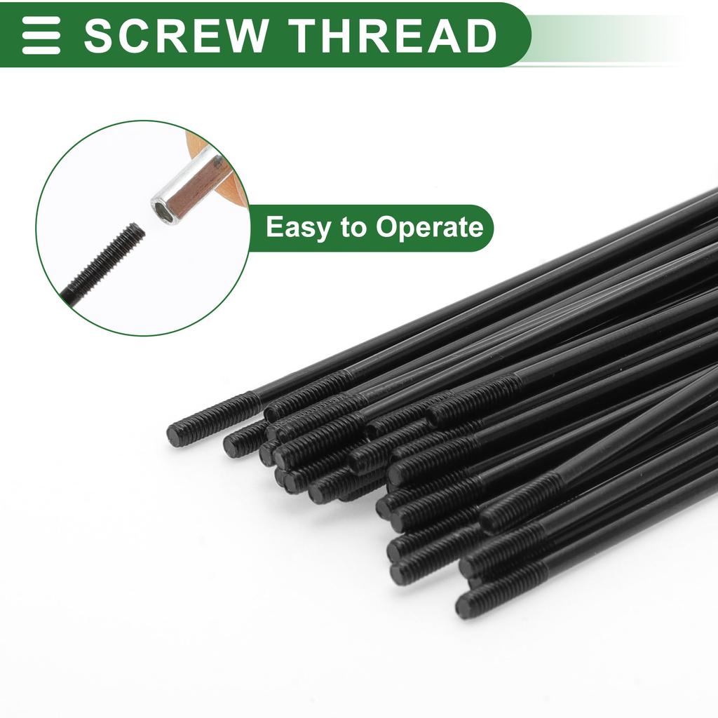 Motoforti Universal Bicycle Spokes, Bicycle Wheel Spokes, 14G, 197mm Length, Carbon Steel, Black, 1 Set