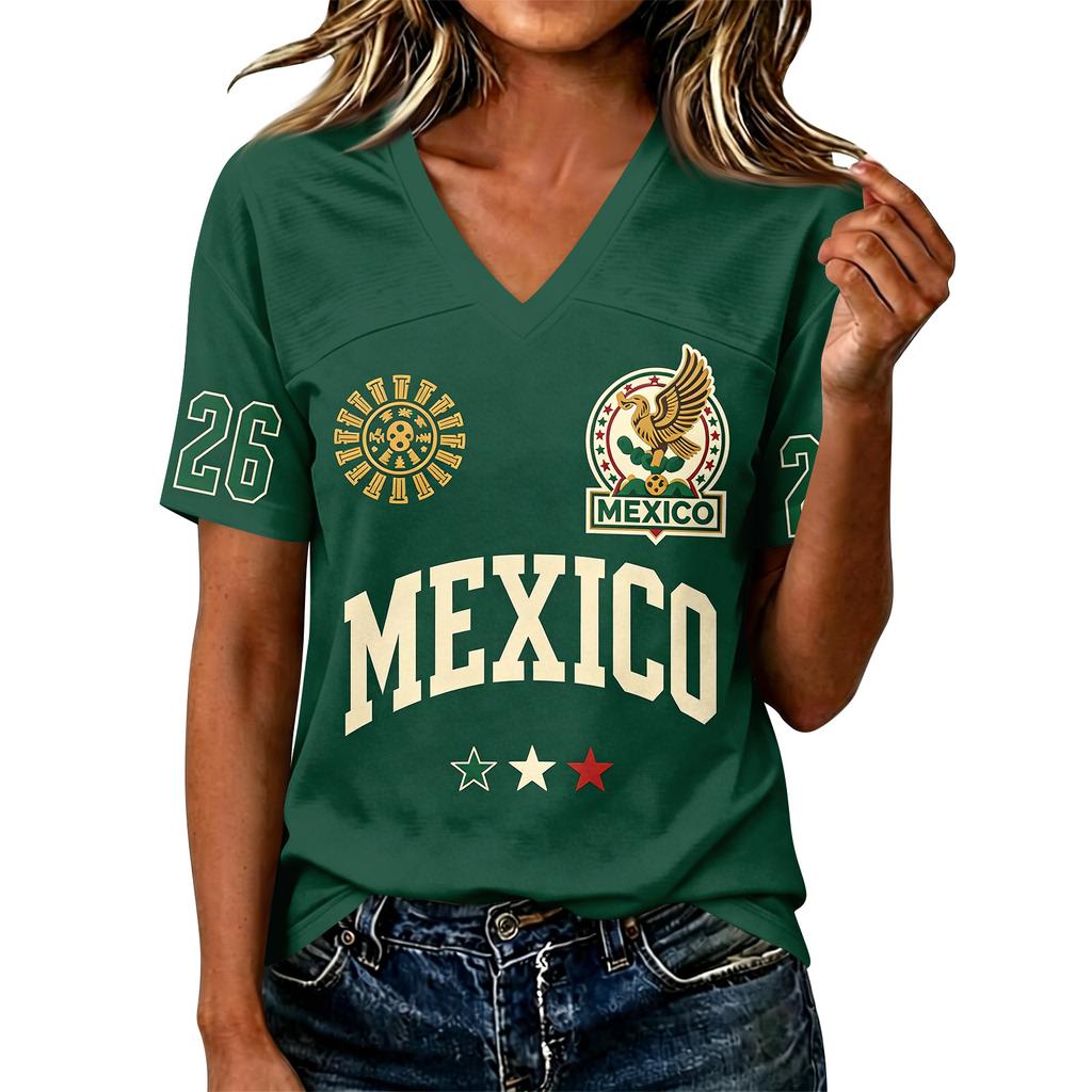 Women Casual V Neck Short Sleeve T Shirt Letter Print Top Lightweight Breathable Summer Tee Shirt