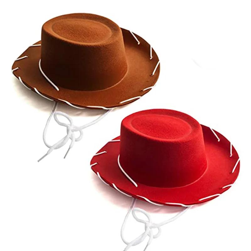 1 Pc Brown Felt Cowboy Hats for Kids Western Themed Childrens Cosplay Costume Accessory Prop for Party Favor Supplies