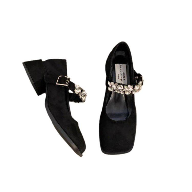 French Evening Single Shoes Black High Heels Women's Shoes 2025 New Spring and Autumn Winter Temperament Mary Jane Small Leather Shoes