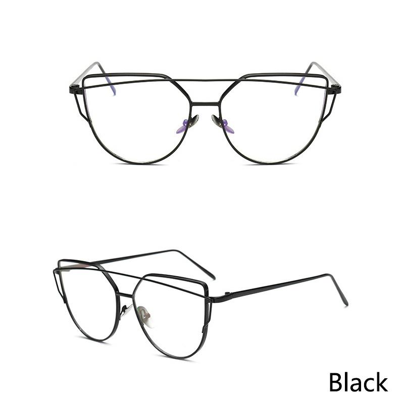 Ochelari cu rame metalice aurii Ochelari pentru pisici Ochelari de vedere cu lentile transparente Ochelari de soare retro de designer de brand