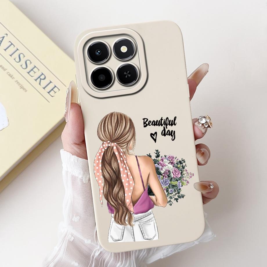 For Honor X6c Case New Fashion Cartoon Luxury Girly Painting Funda For Huawei Honor X6C X6 C X 6C Cover Matte Liquid Silicone