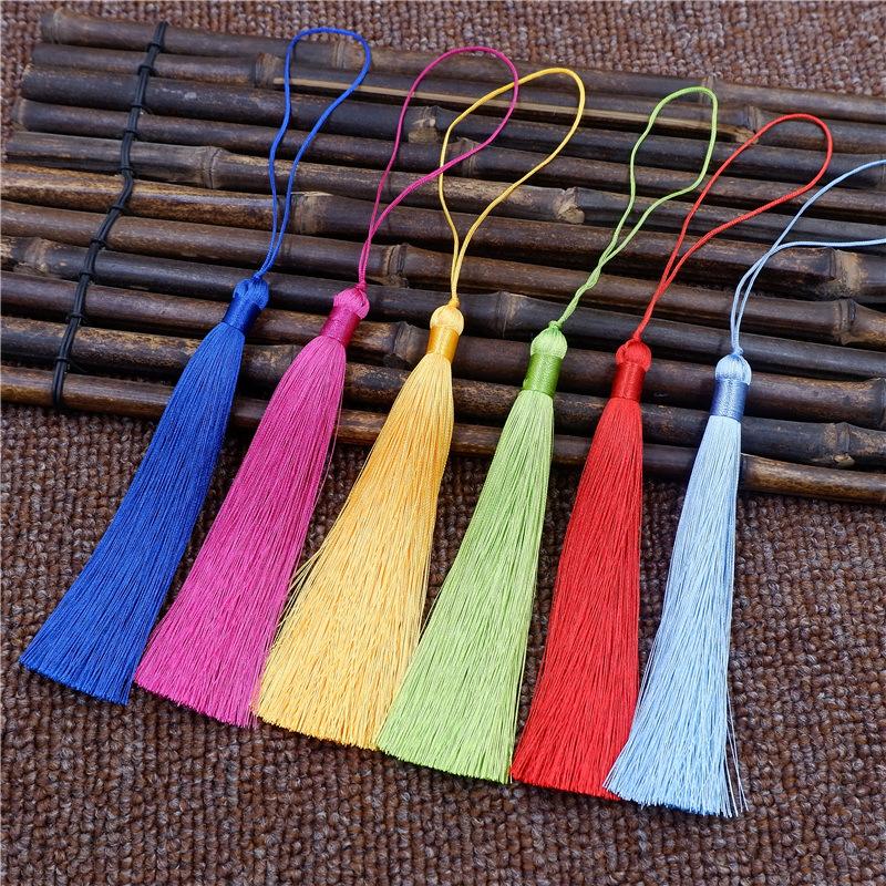 12 cm Eis-Seide Quasten Suizi Antik Langer Hänge-Spitzenfächer Anhänger Antikes Cheongsam Hanfu Quastenanhänger Handgefertigtes Zubehör