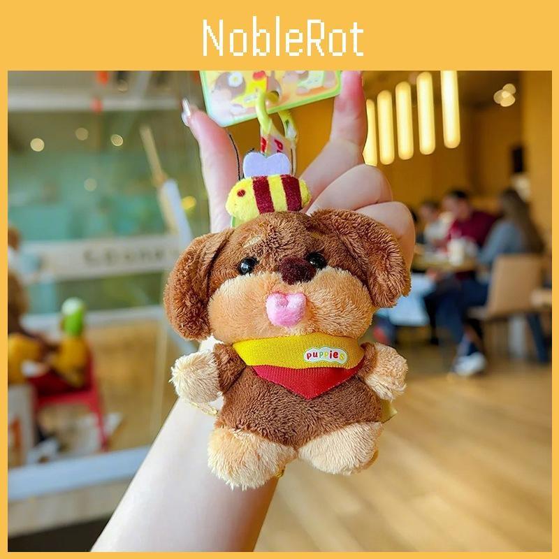 Dog Rolled Dachshund Tongue Bee Design Cute Plush Pendant Keyring Decoration