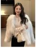Women's Korean Style White Fluffy Long Sleeve Base Layer Top for Autumn/Winter - Slim Fit, Stylish, and Suitable as Outerwear