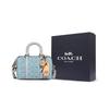New COACH Ruby Fabric With Cow Leather Boston Bag Shoulder Bag Crossbody Bag Handbag Small Size Women's Blue CJ832-LHPBU