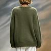 Women's Color Round Neck Loose Fit Pullover Sweater for Fall