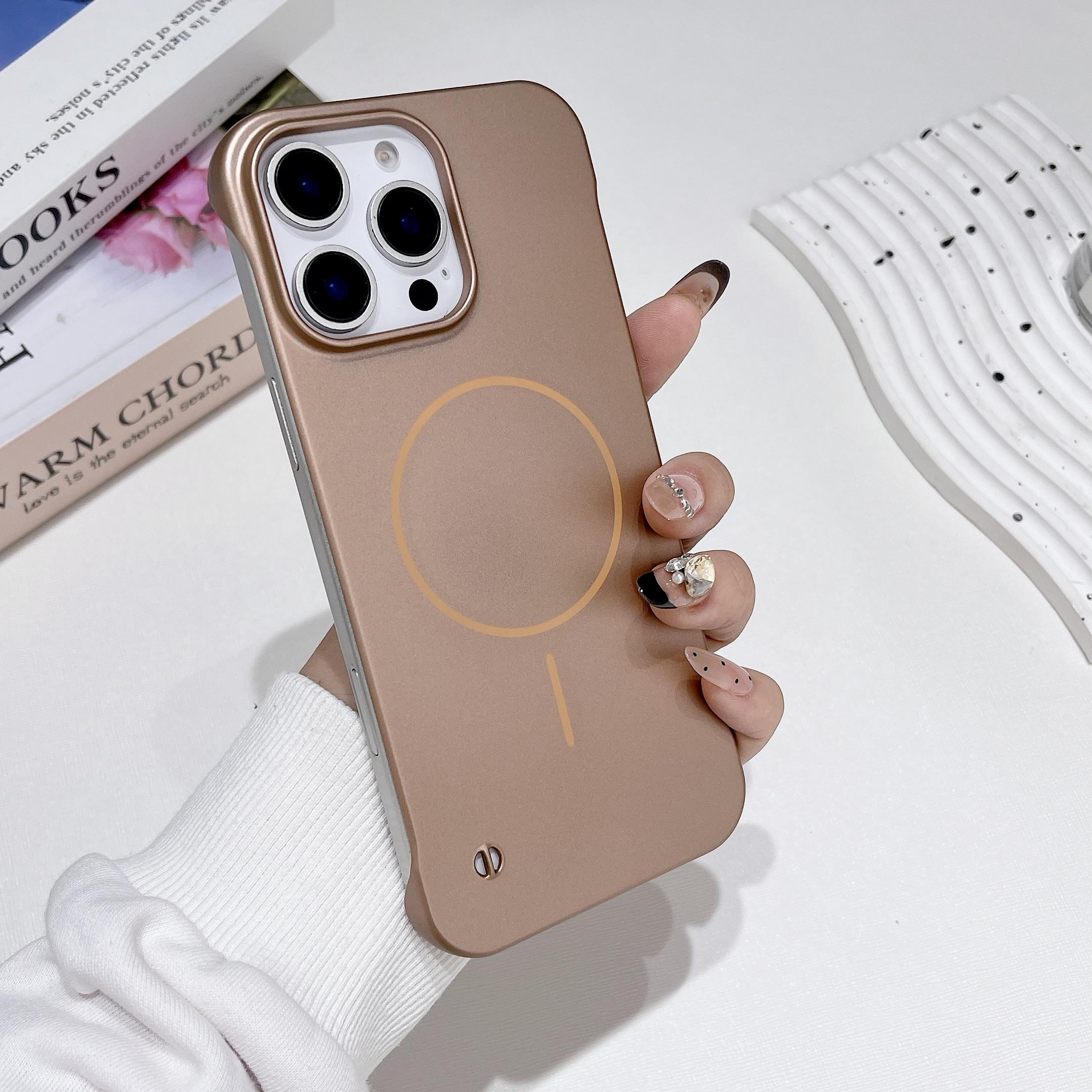 

For iPhone 16 Pro Magnetic Case Borderless Hard PC Phone Back Cover Black