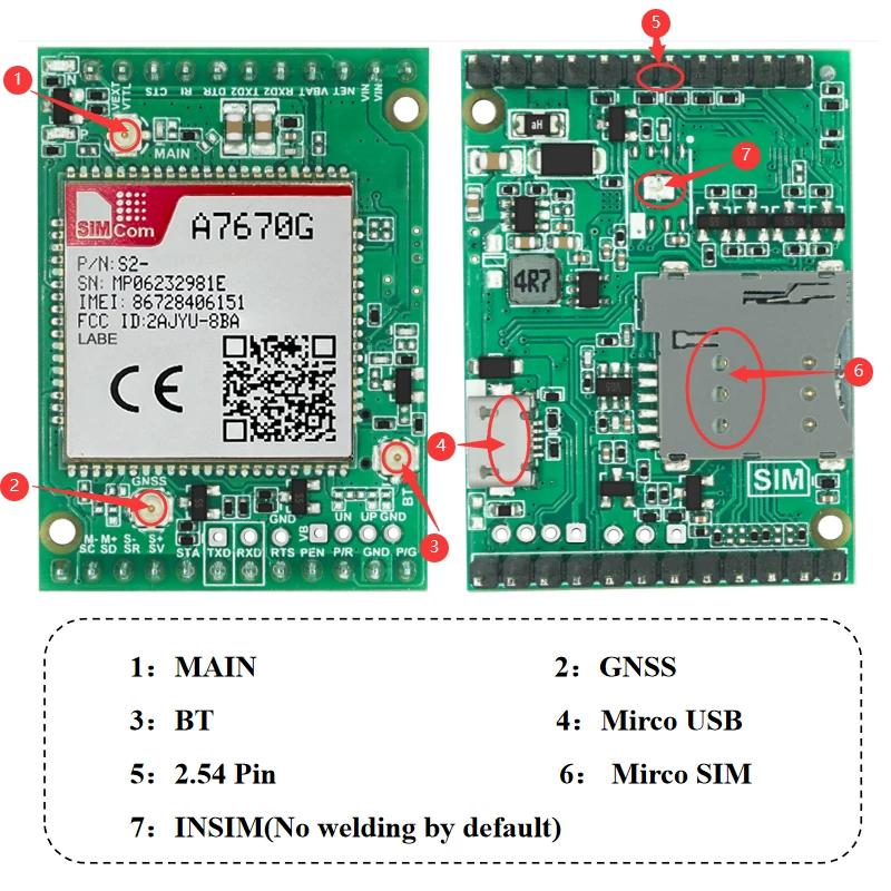A7670G Global Communication Module CAT1 Core Board 4G Full Network Communication Development Board SIMCOM Module