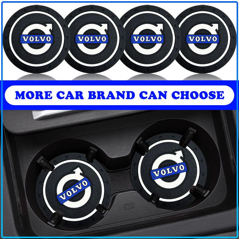 Auto Logo Car Waterproof Pads Water Cup Slot Anti-Skid Pads Parts For Volvo XC60 XC90 S60 S80 S40 V40 V60 V70 V50 XC70