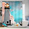 Lighthouse-themed Shower Curtain with Seagulls, Ships, Starfish, and Fish Designs for a Marine-inspired Bathroom Decor