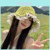 Feminine Lace Trim Mesh Sun Hat With Wide Brim For Summer Outdoor Activities