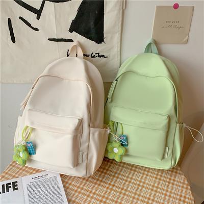 Solid Color Schoolbag College Student Backpack New Style Junior High School Student Large Capacity Backpack