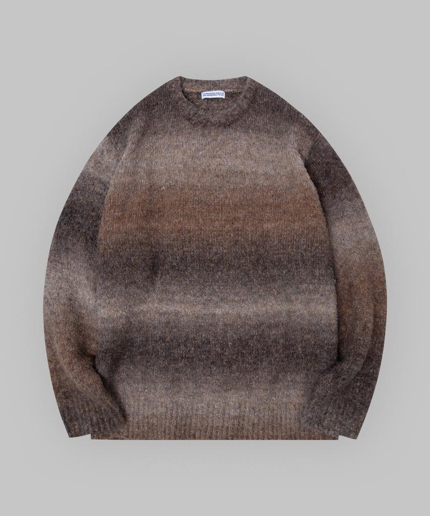 SOME PLACE Gradient Stripe Oversized Round Knit [Gray]
