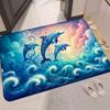 Blue Dolphin Doormat, Non-Slip Absorbent Bath Mat, Washable Office Welcome Rug, Polyester Machine-Woven