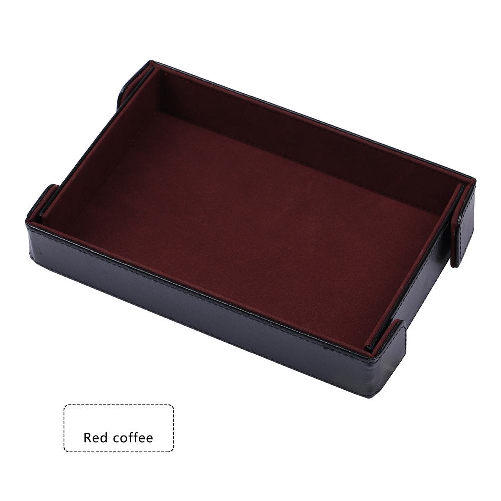 

PU Leather Storage Box Magnetic Dice Storage Tray with Faux Fur Foldable Rectangle Case for Dice Games Board Game Accessories коричневий