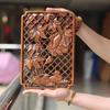 Chinese Traditional Artware Wooden Carving Wall Hanging Piece Background Wall, Solid Wood Hollow Carving Plum, Bamboo Decor