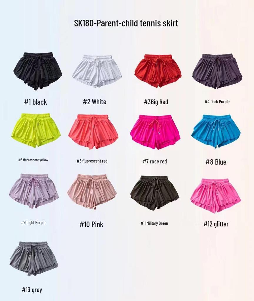 Children's & Women's Parent-Child Sports Skort with Pockets for Running, Yoga, and Tennis