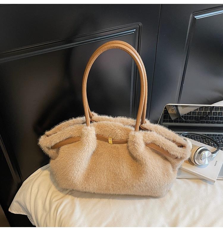 

Популярная плюшевая сумка-ведро на осень и зиму, женская, новая модная 2025 года, вместительная, пушистая сумка-крыло, сумка на плечо