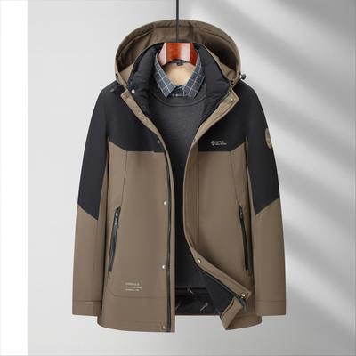 Men's Down Jacket Autumn and Winter New Warm Contrast Color Workwear Outdoor Thickened Coldproof Hooded Jacket for Men