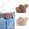 Women Fashion Casual Belts Simple Round Buckle Leather Waistband for Jeans Dress