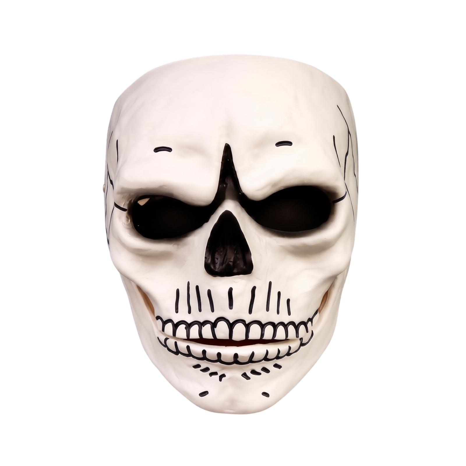 Full Face Skull Mask with Hollow Eye Sockets and Detailed Facial Features for Costume Parties Halloween and Themed Events one size чёрный