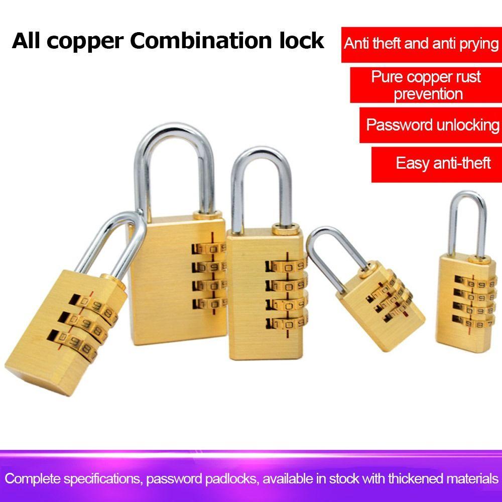 Travelling Combination Padlock Brass Code Lock Mini Number Password Lock Door
