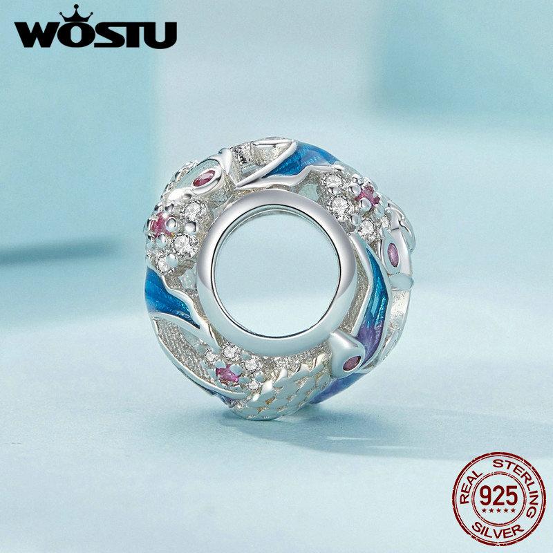 WOSTU Charm-Perlen aus 925er Sterlingsilber mit Eisvogel-Motiv, in Regenbogenfarben, passend für originale Armbänder, DIY-Halsketten, Schmuckherstellung, Geschenk