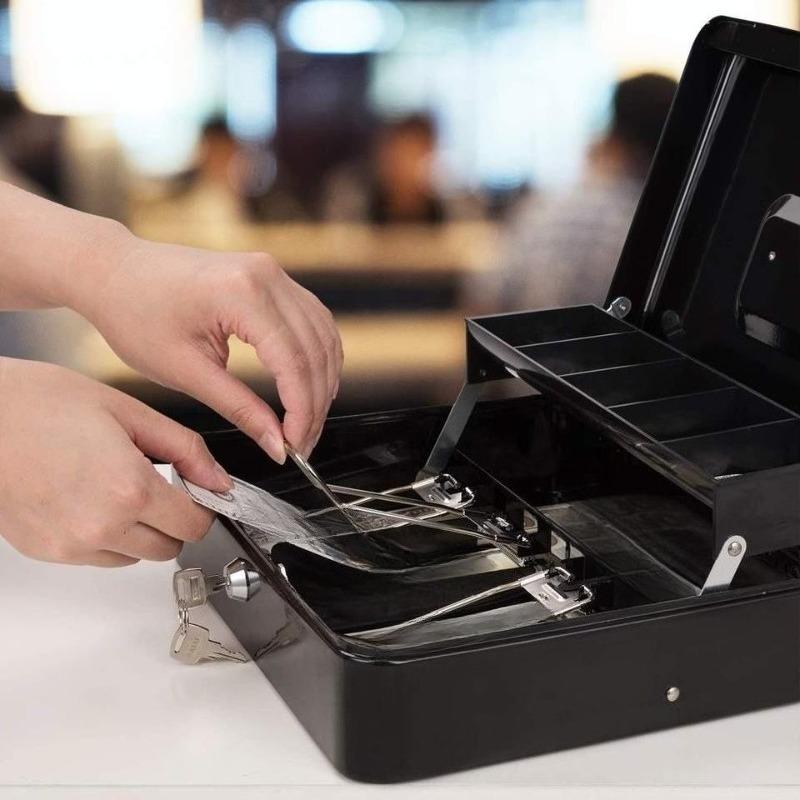 Small Lockable Cash Anti-theft Box with Key & Coin Tray - Ideal for Petty Cash, Coins and Notes saving box piggy bank for adults