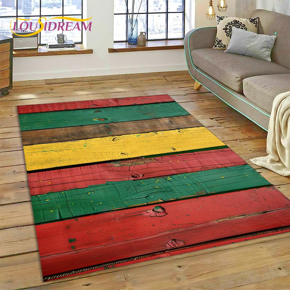 Alfombra Personalizada de Madera con Grano de Color 3D para Decoración de Sala de Estar y Dormitorio, Felpudo Antideslizante para Sofá Felpudo