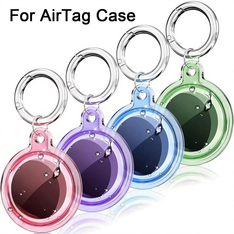 Waterproof Anti-lost Transparent TPU Case With Keychain For Apple Airtag Dog Cat Pet Collar Keys Tracker Protective Full Cover