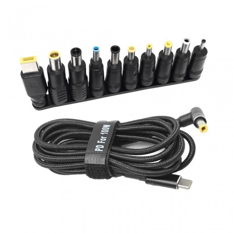 100W PD Fast-Charging Type-C to DC Cable for Lenovo, HP, Dell, Asus Laptops