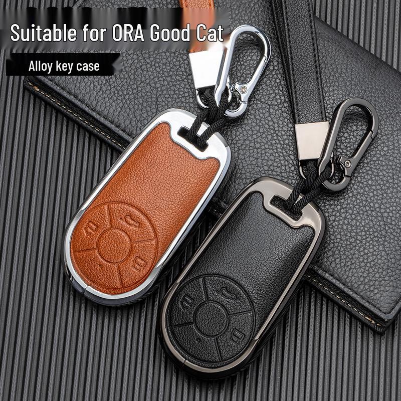 Double-Sided Leather Key Case for ORA Good Cat GT & Lightning Cat - Full Coverage, No Signal Block