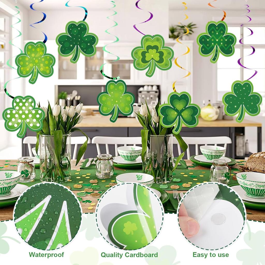 Shamrocks Clover Cutouts for Classroom Bulletin Board Decorations,Large St. Patrick's Day Shamrock Paper Cutouts for School Office Ireland Party