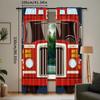 Set Of 2 Cartoon Fire Truck Curtains Print Design Black Red Fighting Vehicle Draperies Bedroom Kitchen Living Curtain Polyester Ideal For Decor