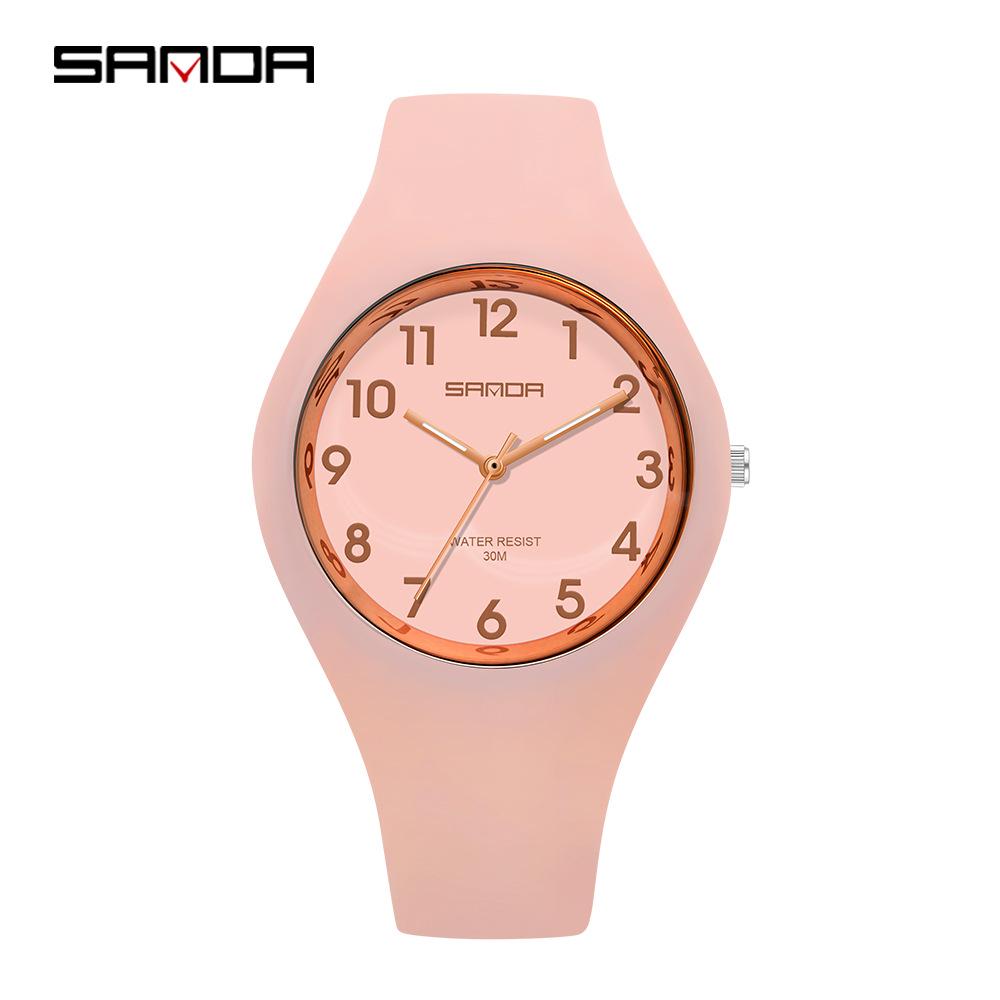 Sanda Beliebte Jugend Trendige Unisex Silikonuhr - Bonbonfarbe, Einfaches Design, Wasserdicht, Studentenfreundliche Armbanduhr
