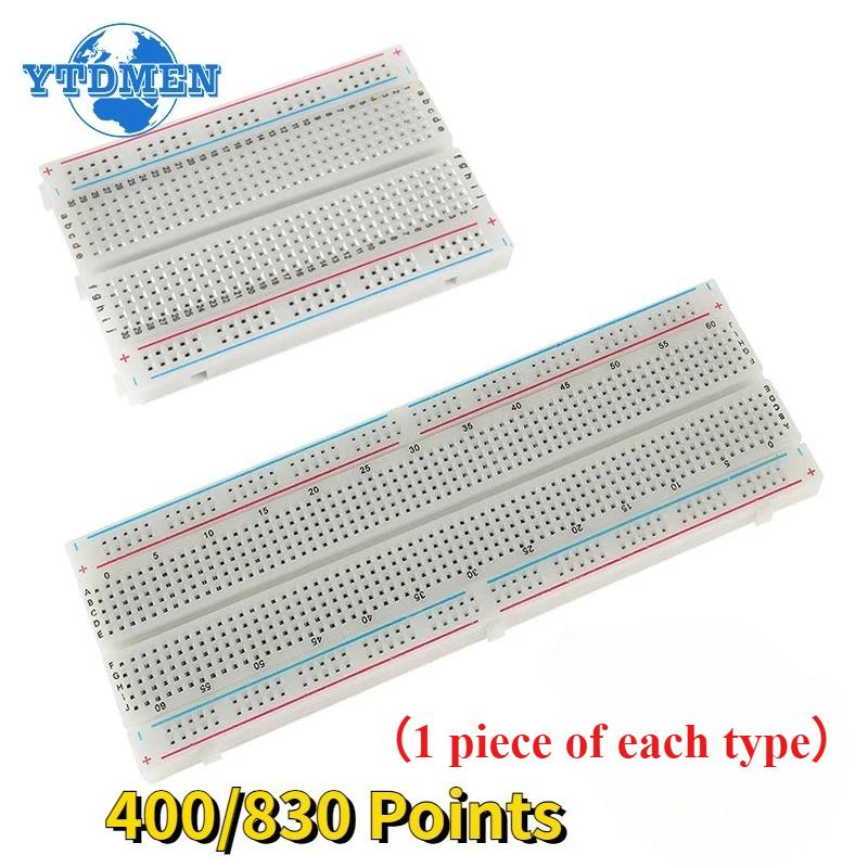 2PCS MB102 Breadboard 400/830 Points Solderless PCB Bread Board MB-102 Jumper Wire Cable Prototype Test Boards DIY for Arduino