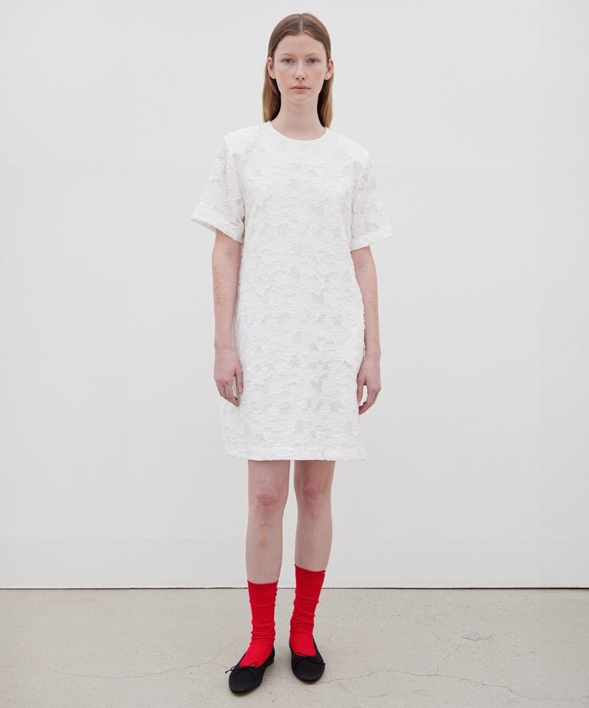 Leuba Flower-Jacqaurd Mini Dress - Off White