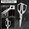 Stainless Steel Kitchen Scissors Ultra Sharp Fish Scale Scissors Chicken Bone Scissors Heavy Duty Meat Cutting BBQ Scissors
