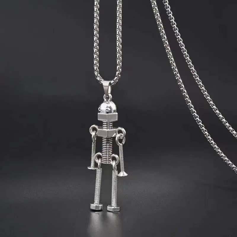 Screw Robot Pendant Necklace: Trendy Unisex Hip Hop Chain for Men, Women, and Kids